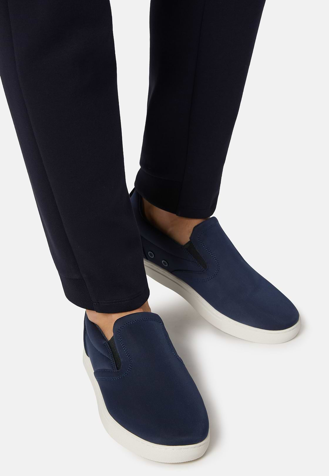 Slip-Ons In Navy Blue Technical Fabric, Navy blue, hi-res