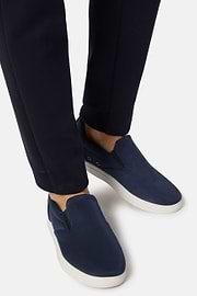 Slip-Ons In Navy Blue Technical Fabric, Navy blue, hi-res