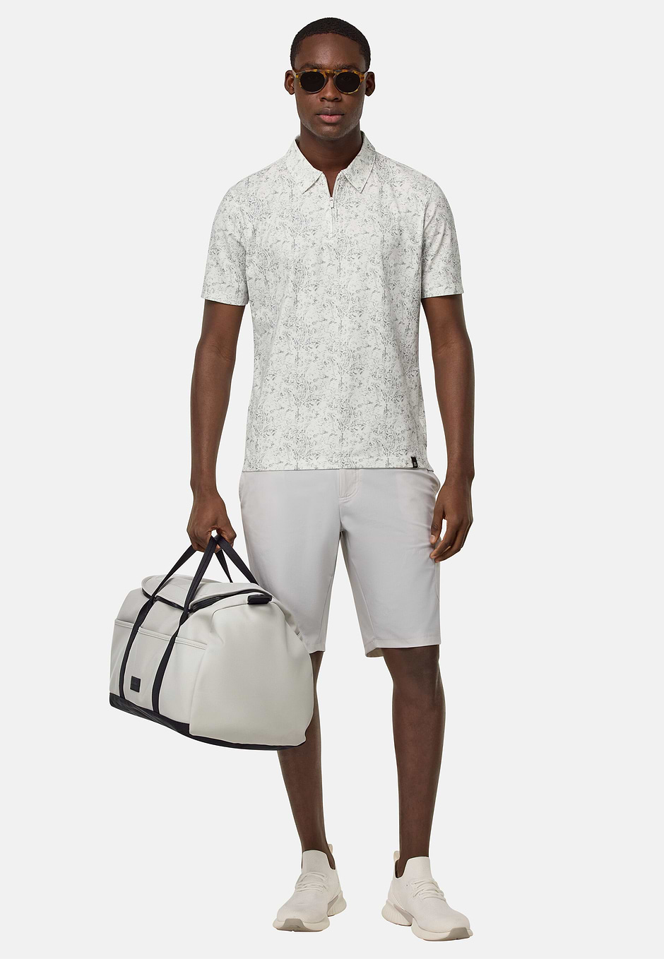 Cotton Blend Jersey Polo Shirt, Ice, hi-res
