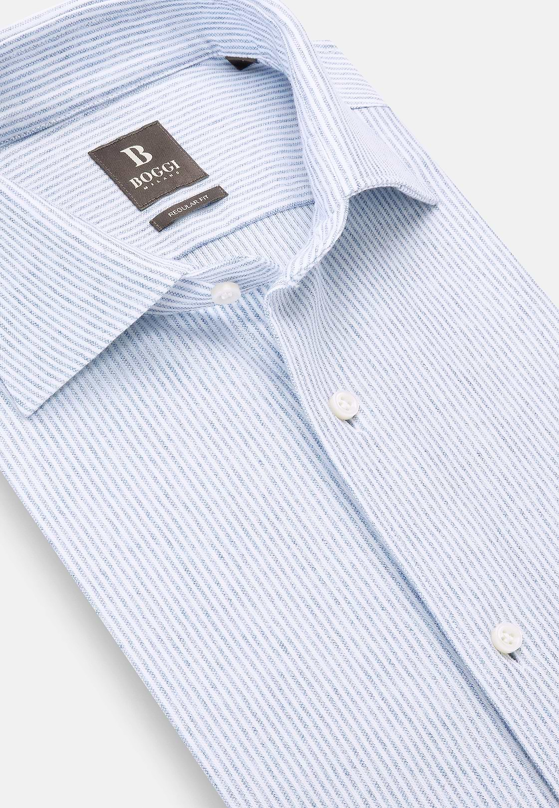 Polo Camicia In Jersey Di Cotone Regular Fit, Azzurro, hi-res