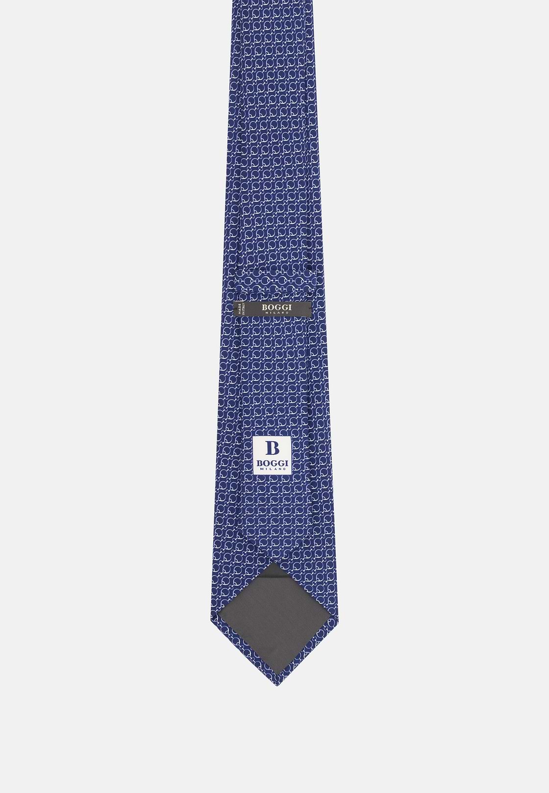 Seidenkrawatte mit Steigbügelmuster, Blau, hi-res, 3