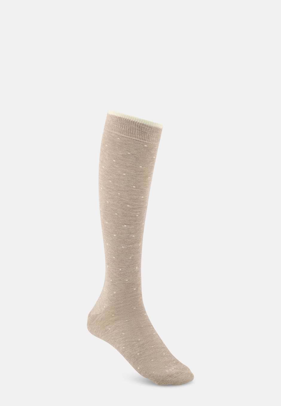 Lange Socken Punktemuster aus Mischgewebe, Sand, hi-res