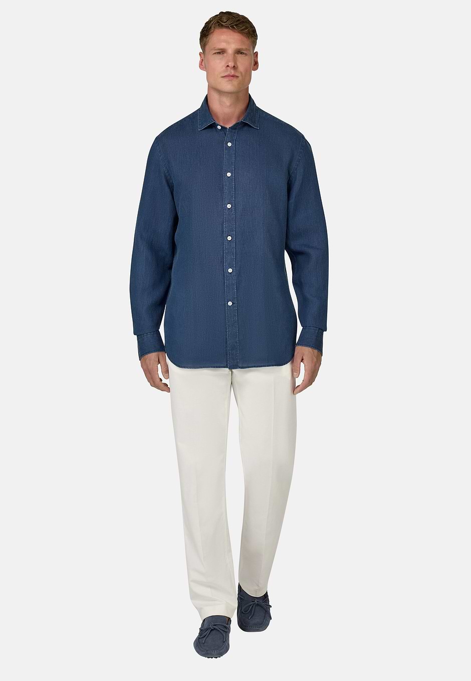 Regular Fit Linen Shirt, Navy blue, hi-res