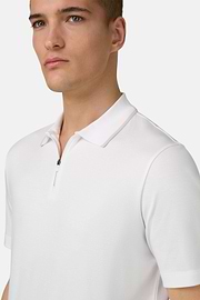 Pima Interlock Half Zip Polo, White, thumb, 4