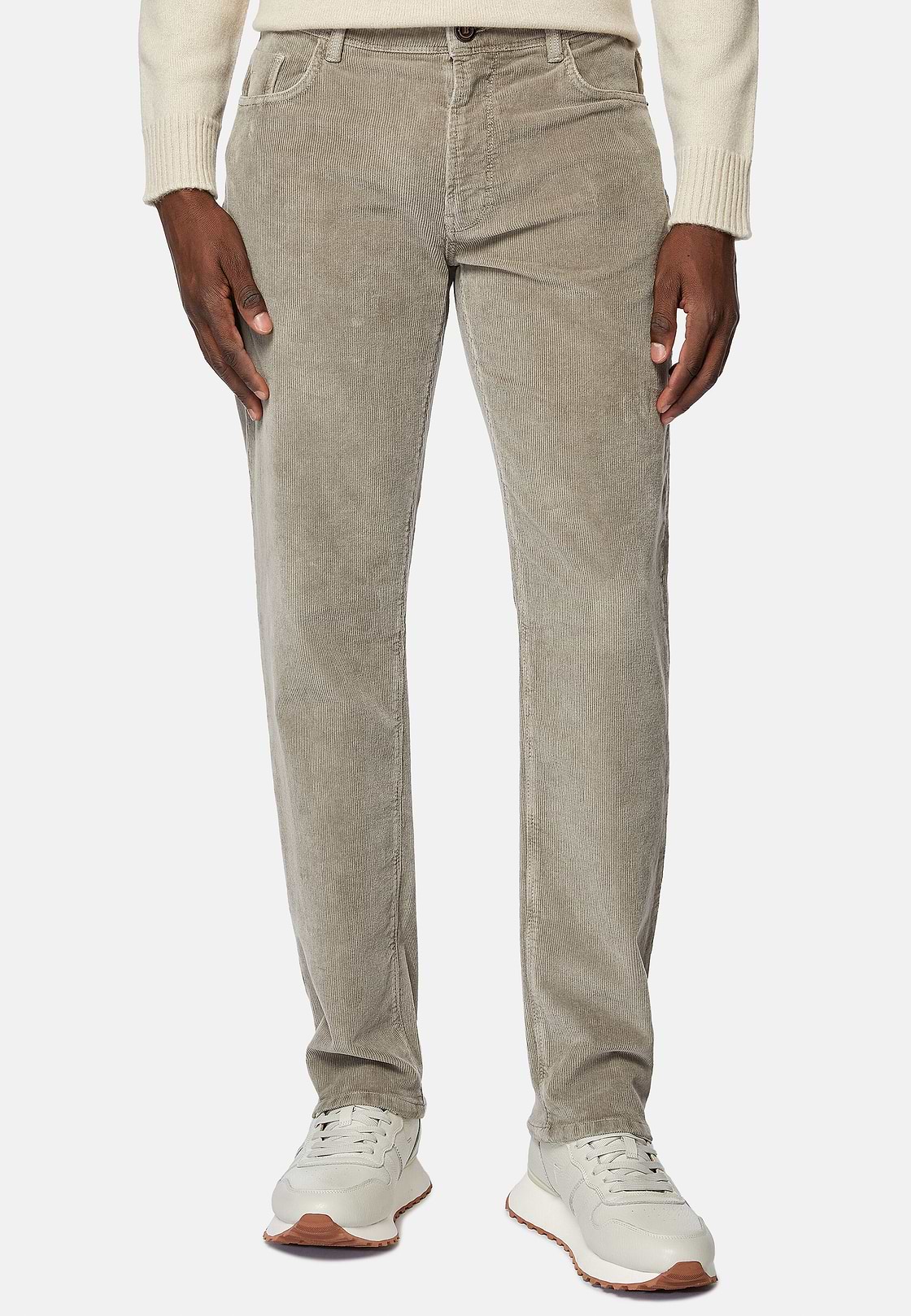 Jeans aus elastischem Samt, Schlamm, hi-res