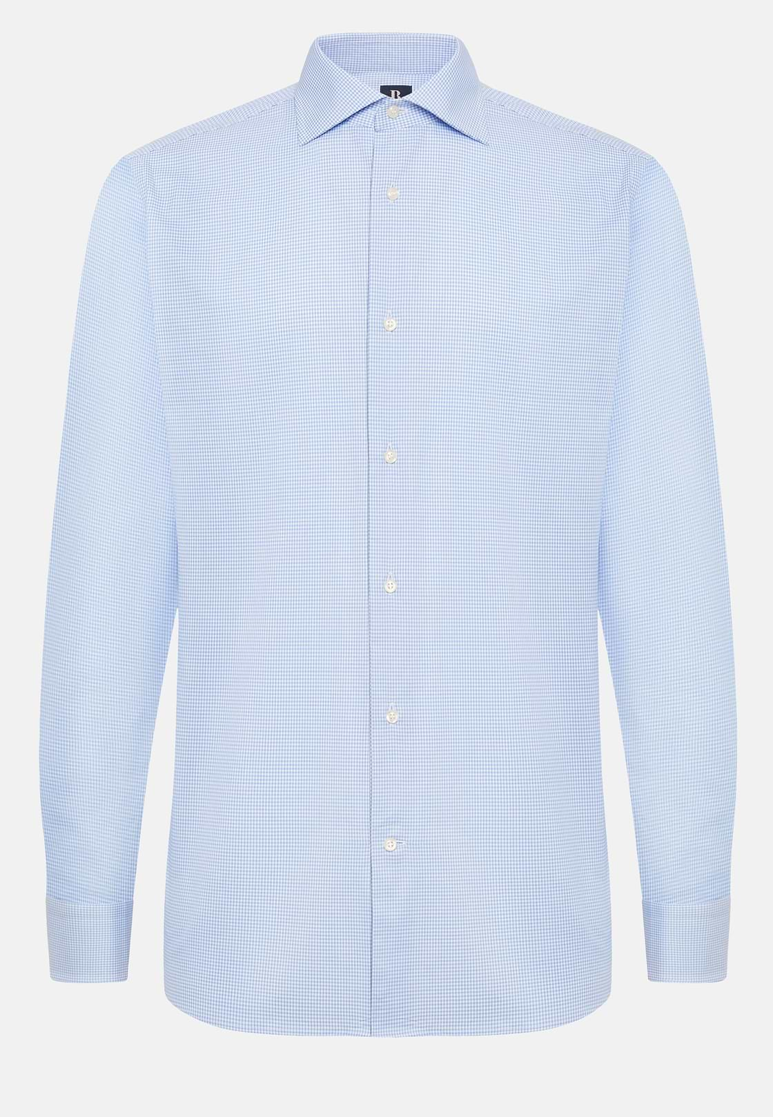 Chemise à carreaux et col Windsor, Bleu clair, hi-res