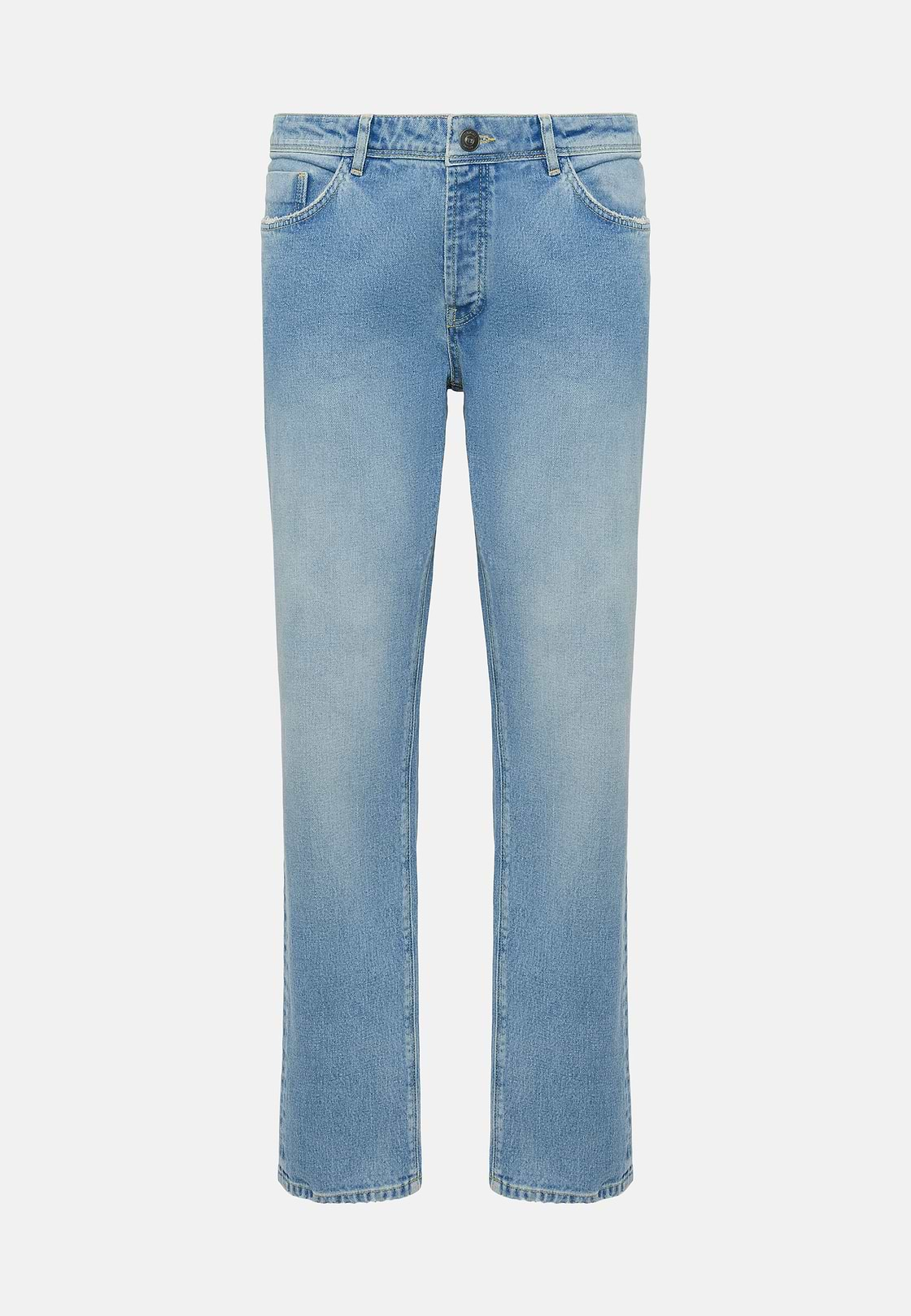 Jean En Denim Extensible Bleu À Délavage Clair, Bleu clair, hi-res