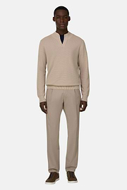 Stehkragenpullover Aus Baumwolle, Sand, thumb, 2