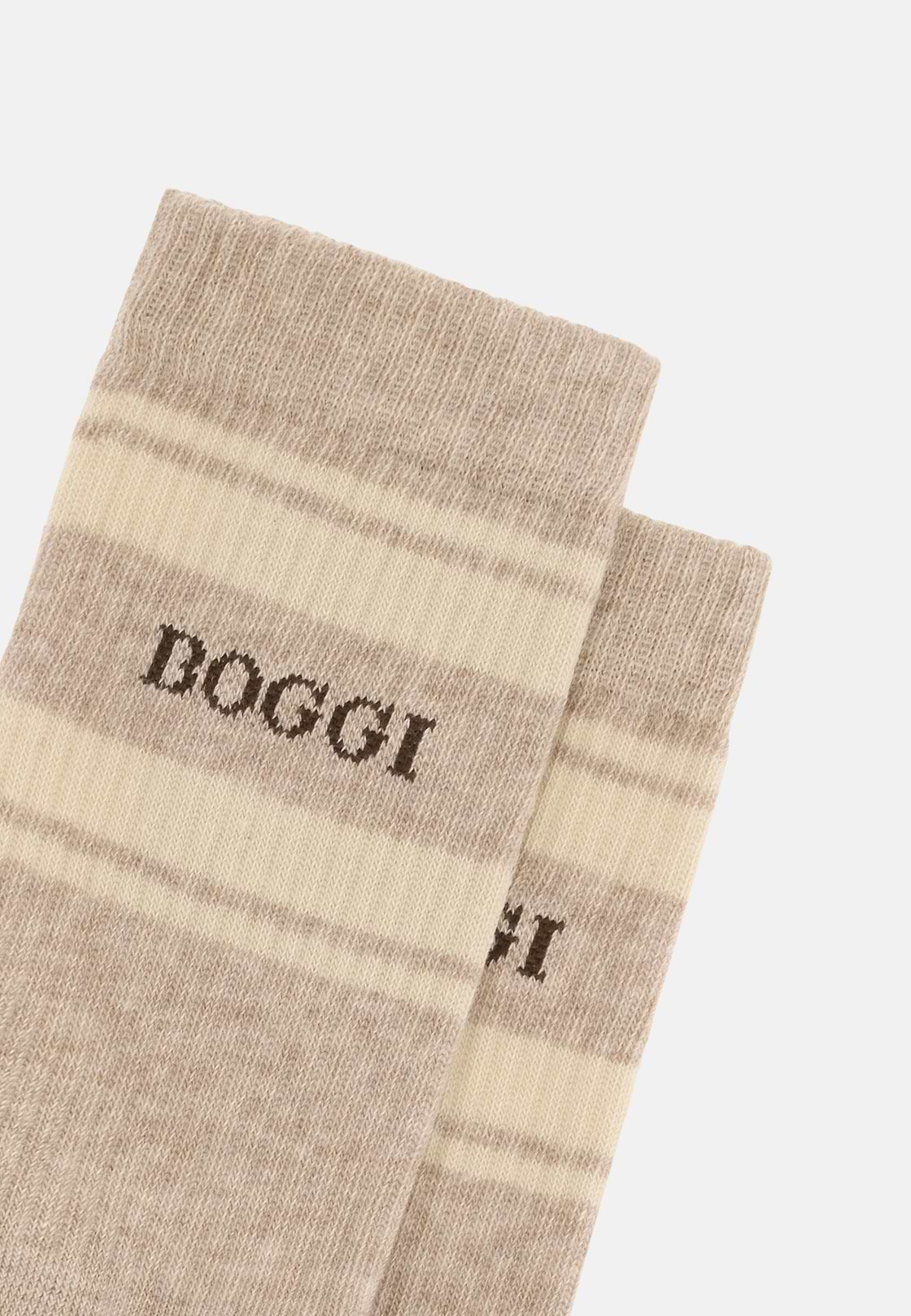 Chaussettes Logo À Rayures, Taupe, hi-res, 3