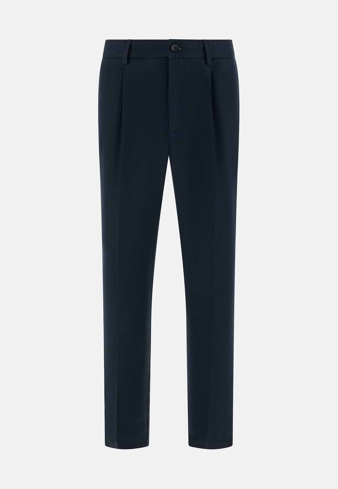 Solid Linen Pince Pants, Navy blue, hi-res, 5