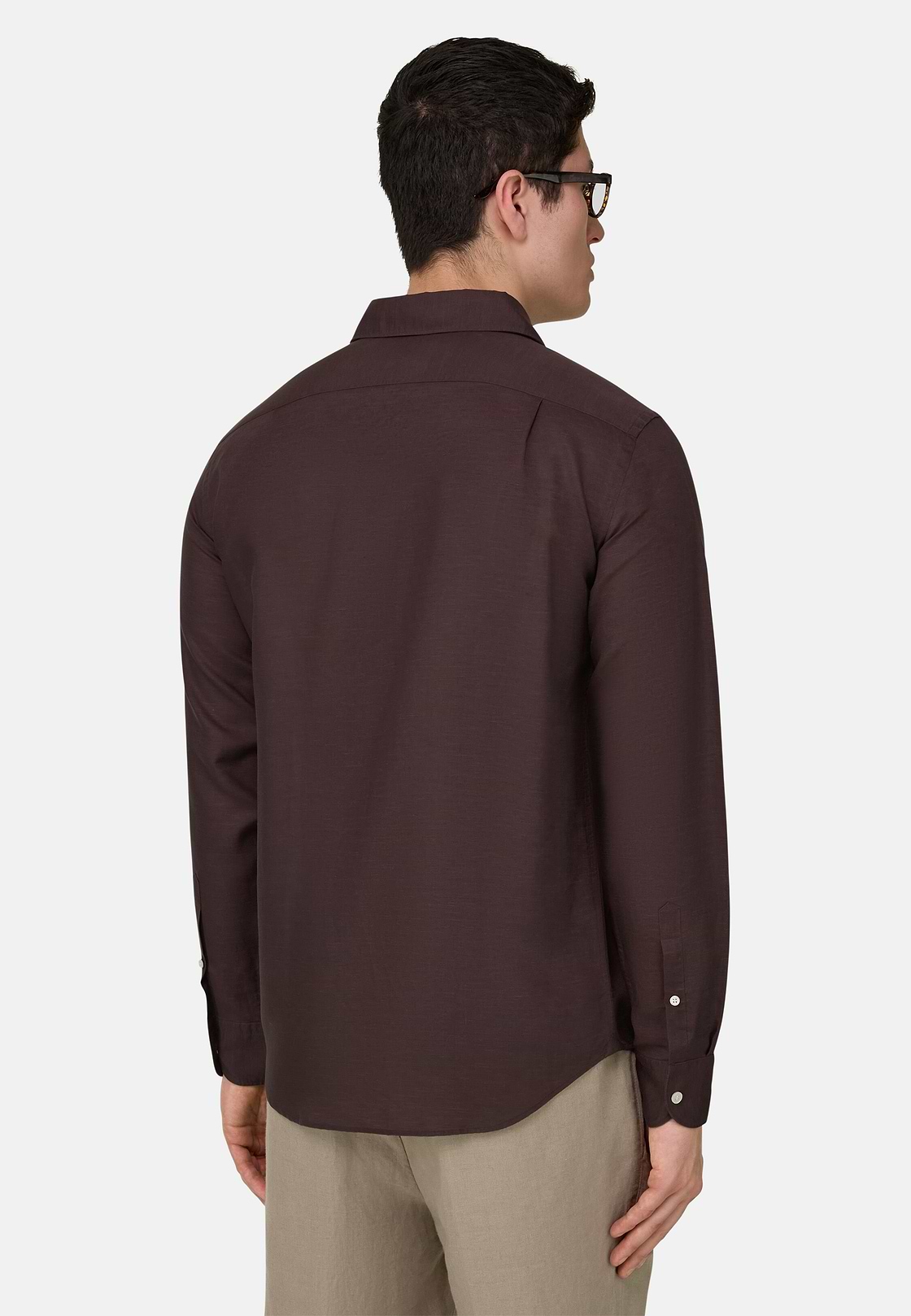 Regular Fit Tencel Linen Shirt, Dark brown, hi-res, 3