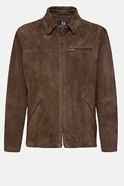 Bomber Jacket in Genuine Suede Leather, Brown, hi-res