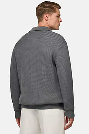 100% Organic Cotton Knitted Cardigan, Charcoal, hi-res