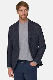 Blazer Houndstooth Cotton Blend B Jersey, Navy blue, thumb, 1