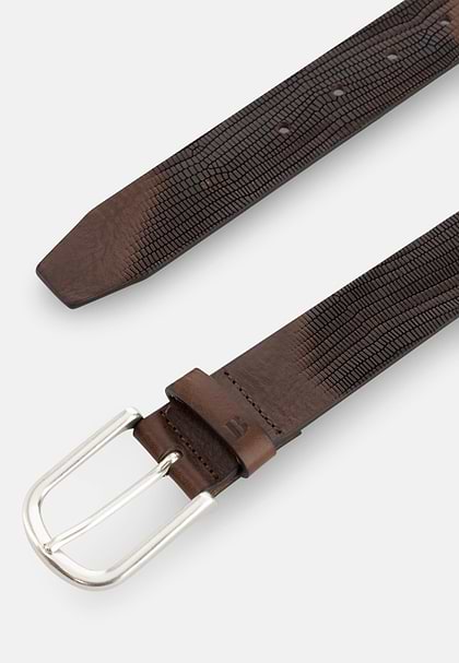 Belt Printed Leather, Dark brown, hi-res