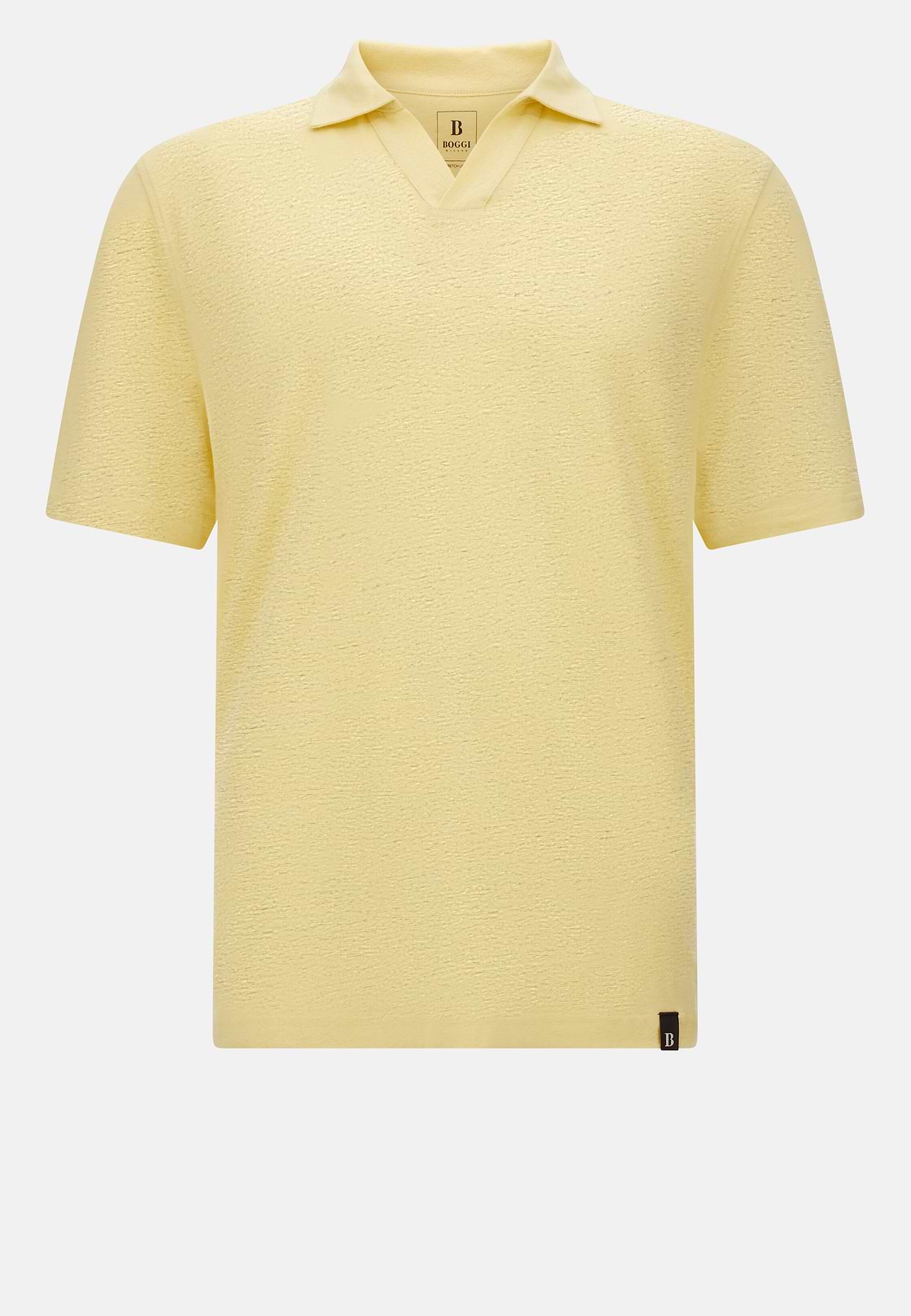 Stretch Linen Jersey Polo Shirt, Yellow, hi-res