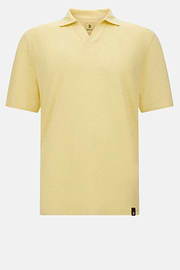 Stretch Linen Jersey Polo Shirt, Yellow, hi-res