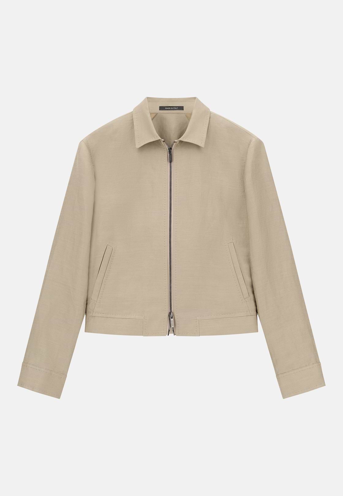 Linen Blend Shirt Jacket, Beige, hi-res, 5