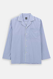 Pajama Pinstripe Cotton Silk, Medium Blue, thumb, 5