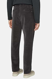 Trousers in Stretch Velvet, Charcoal, hi-res