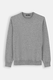 Crew Neck Jumper in Cashmere Blend, Grey, thumb, 5