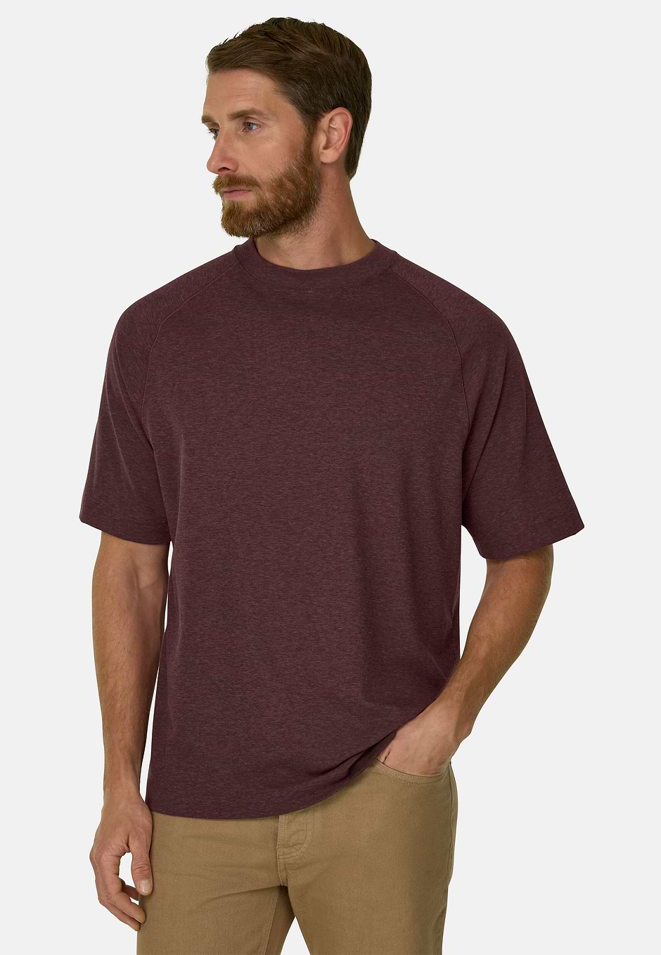 T-Shirt in Piqué Gemengd Katoen Gemêleerd B Tech, Rot, hi-res