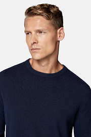 Maglia Girocollo Navy In Cashmere, Navy, hi-res