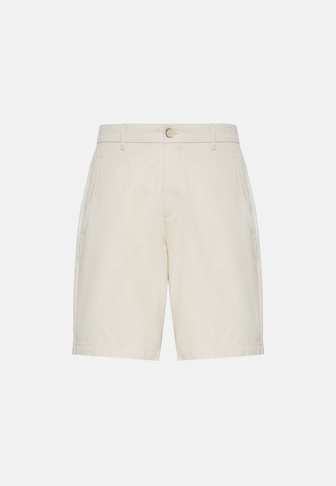 Bermuda Shorts In Hemp Cotton, Cream, hi-res