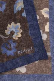 Pocket Square Macro Floral Print Wool, Dark brown, thumb, 3