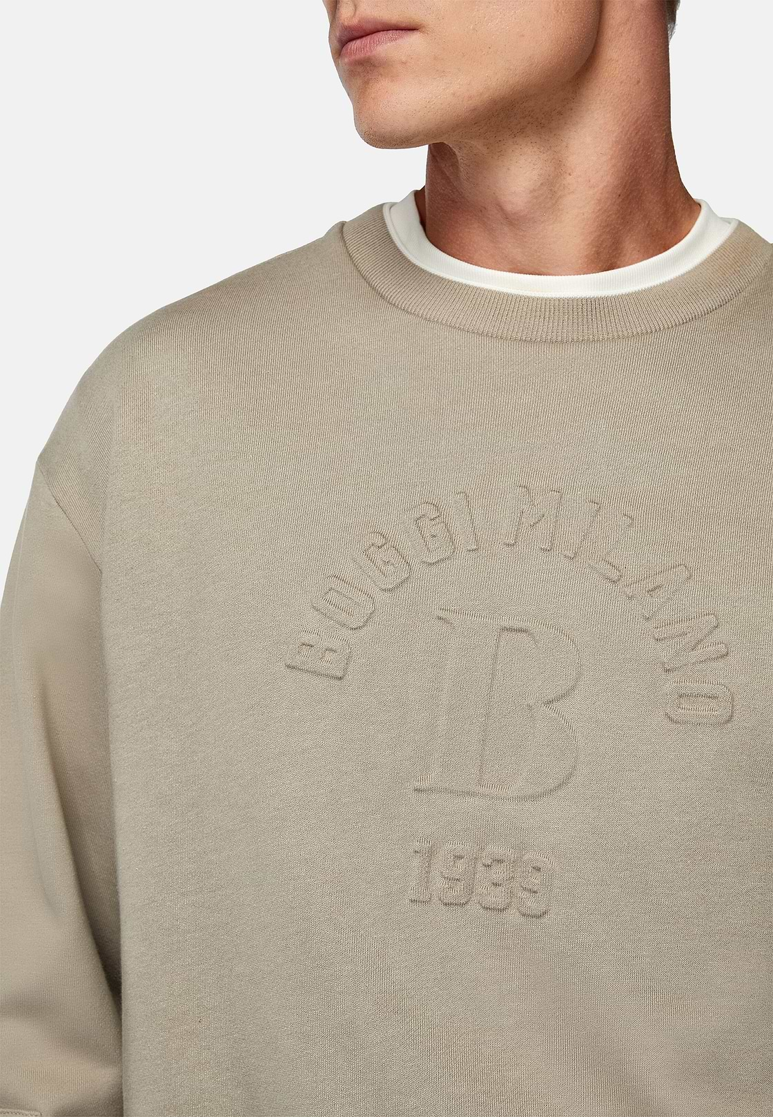 Sweatshirt met ronde hals van biologische katoenmix, Taupe, hi-res