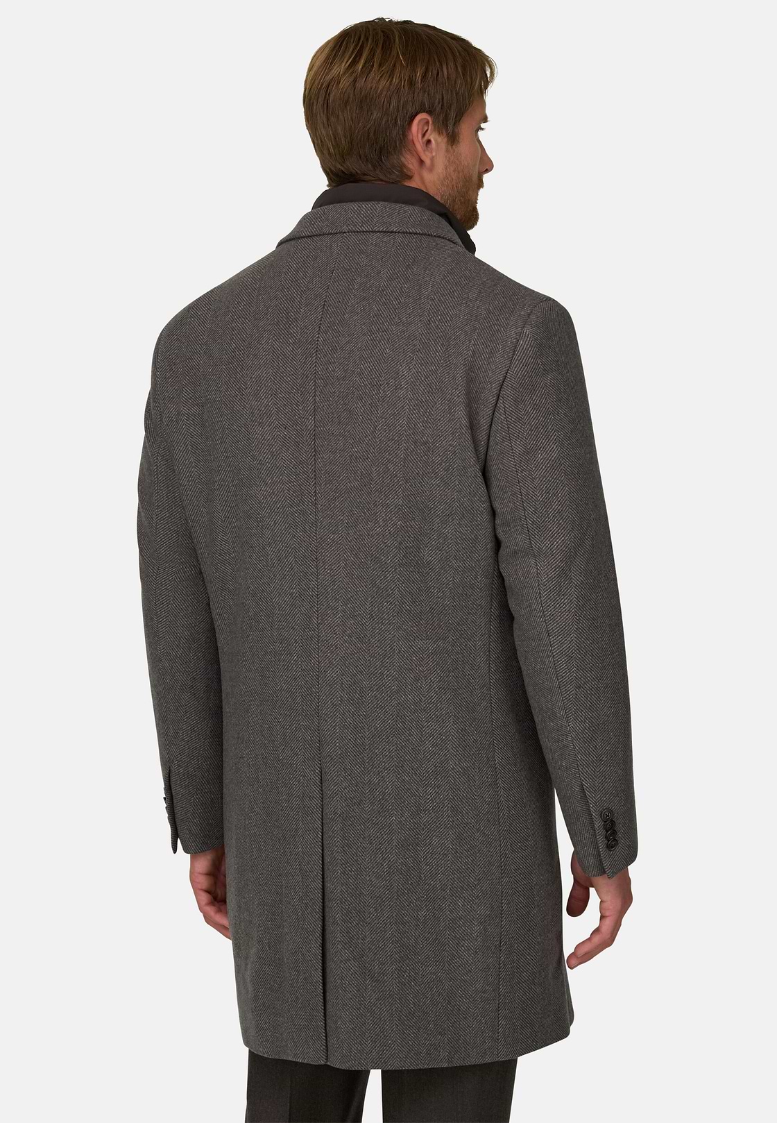 Coat in Wool with Bib, Brown, hi-res, 4