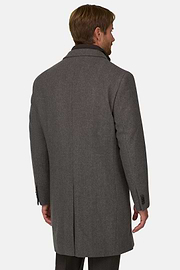 Coat in Wool with Bib, Brown, thumb, 4