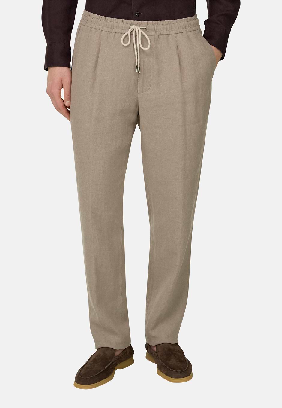 City Linen Trousers, Taupe, hi-res