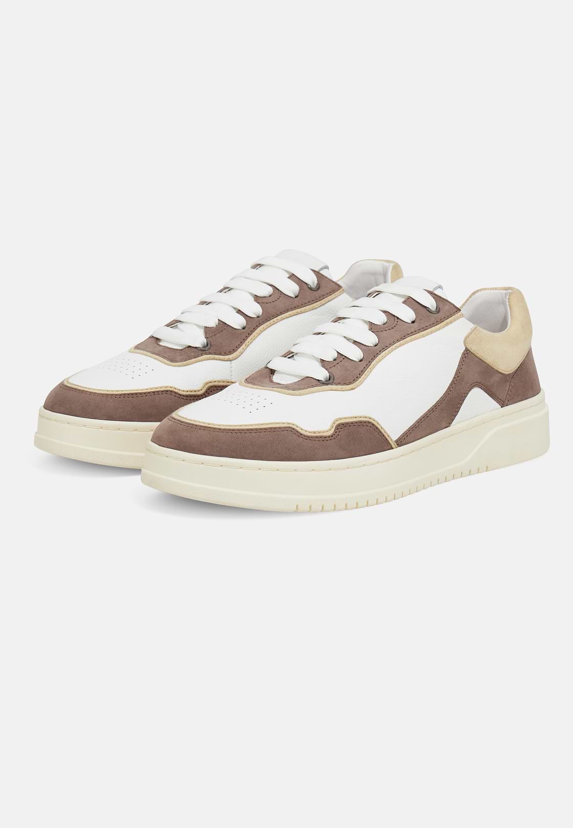 Sneakers En Cuir Mixte, Taupe, hi-res