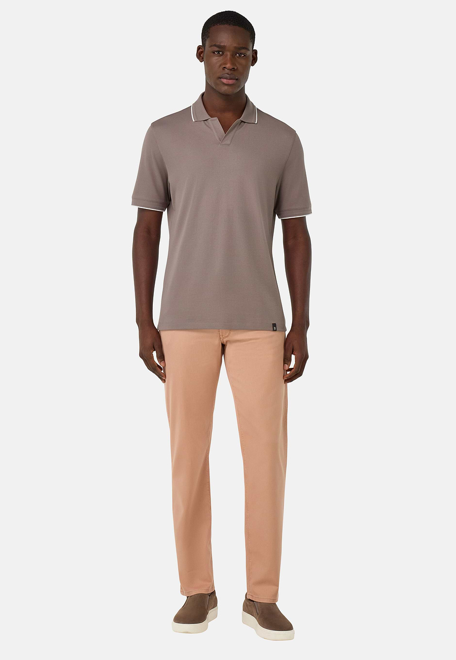 S.Cafè® High-Performance Piqué Polo Shirt, Taupe, hi-res
