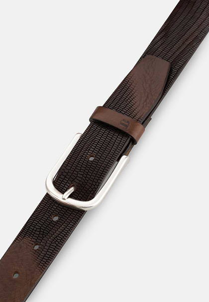 Belt Printed Leather, Dark brown, hi-res
