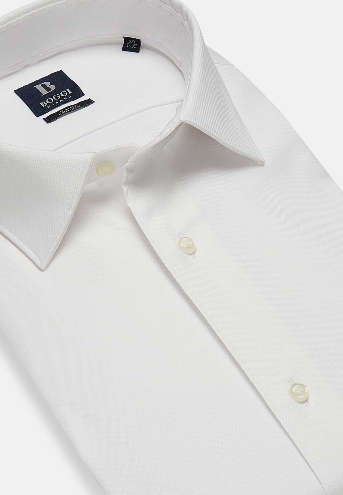 Slim Fit White Pinpoint Cotton Shirt, White, hi-res