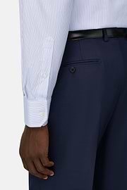 Camicia A Righe In Cotone Slim Fit, Azzurro, thumb, 4