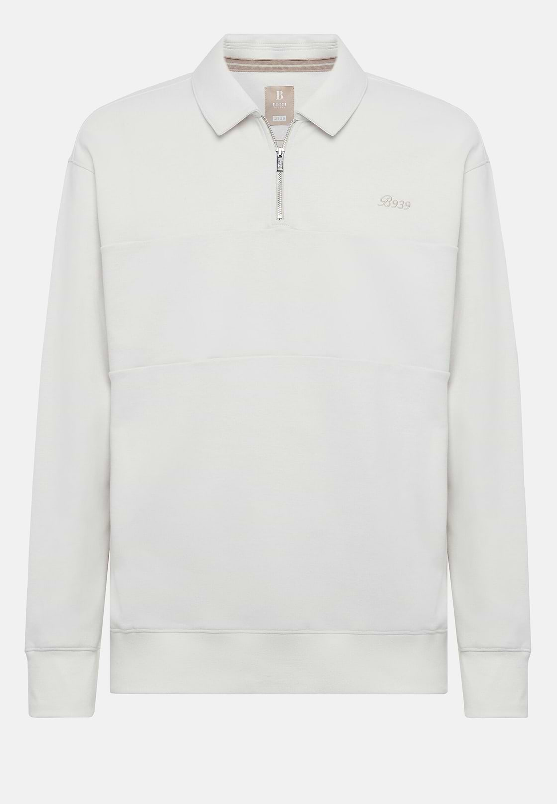 Sweat-Shirt Avec Demi Zip En Coton Bio Mélangé, Blanc, hi-res