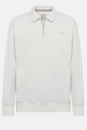 Sweat-Shirt Avec Demi Zip En Coton Bio Mélangé, Blanc, hi-res