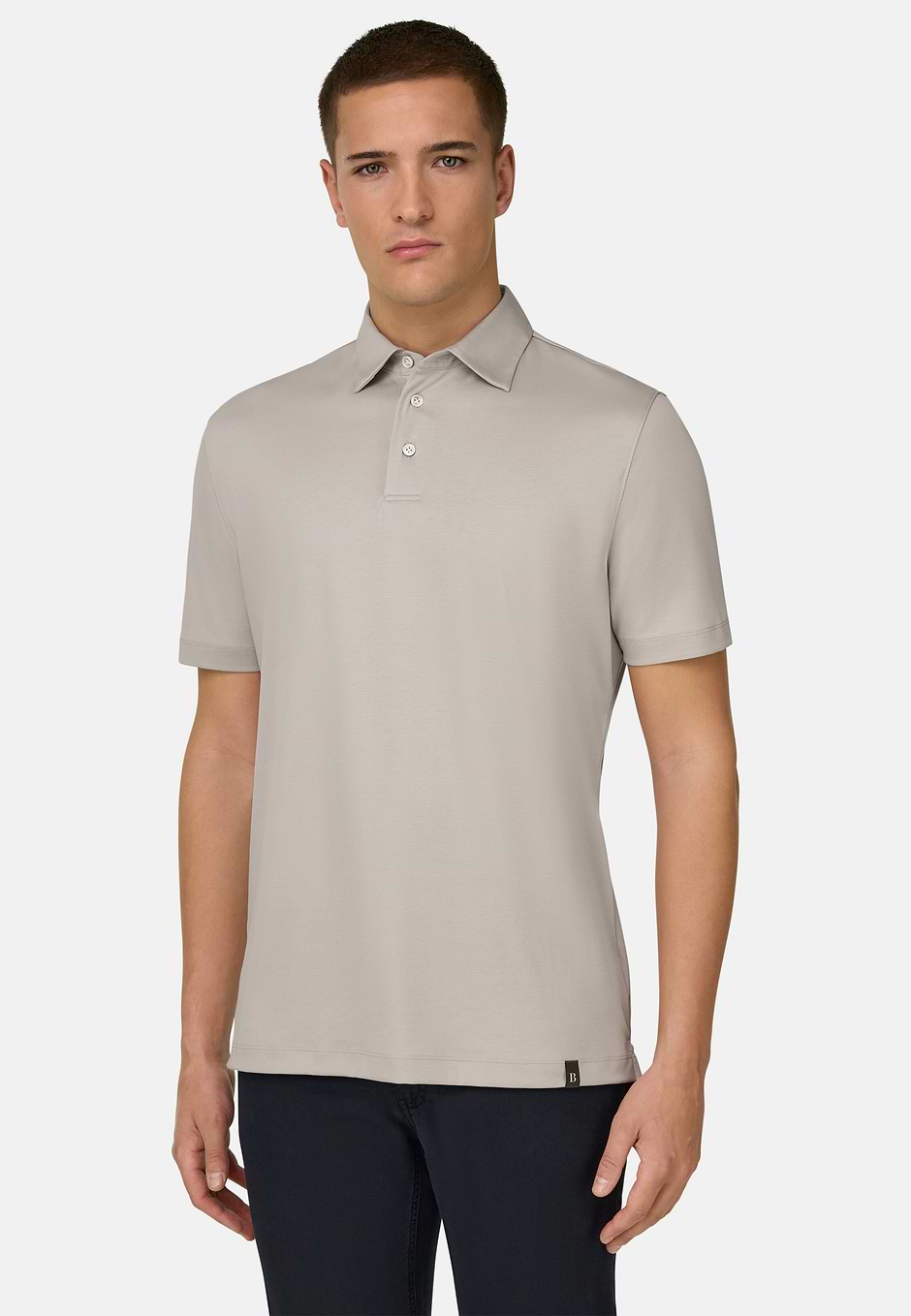 Polo Aus Seiden-Mix, Sand, hi-res