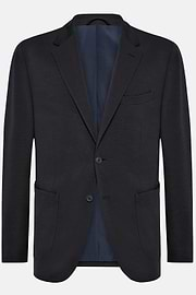 Navy Blue Jacket B Tech in Nylon And Wool, Navy blue, hi-res