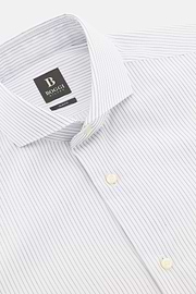 Camicia A Righe In Cotone Slim Fit, Blu, thumb, 5