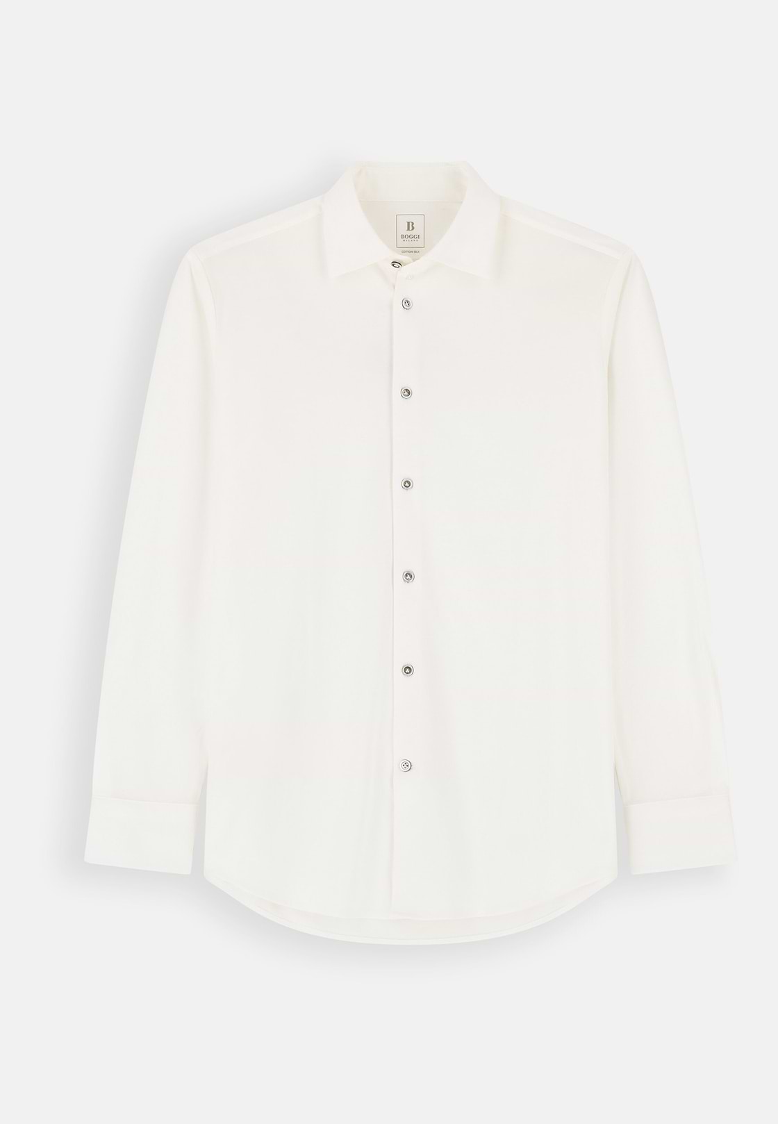 Polo Shirt in Cotton and Silk Regular Fit, White, hi-res, 7