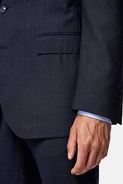 Navy Blue Micro Patterned Suit In Stretch Wool, Navy blue, hi-res