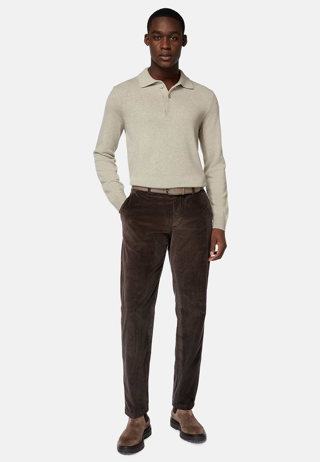 Pantalon En velours Extensible, Marron, hi-res