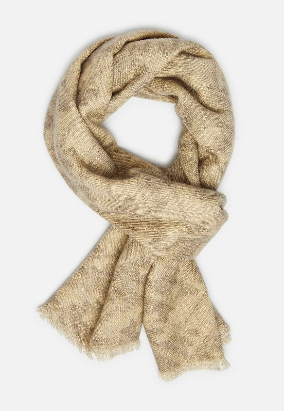 Herringbone Wool Scarf, Taupe, hi-res