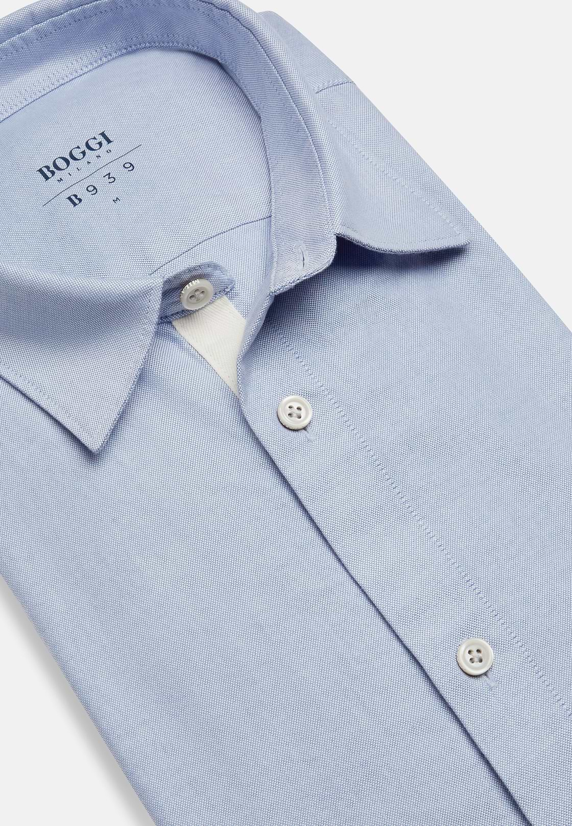 Chemise Bleu Clair En Coton Oxford Regular Fit, , hi-res