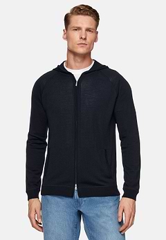 Full Zip Hooded Jumper in Superfine Merino Wool