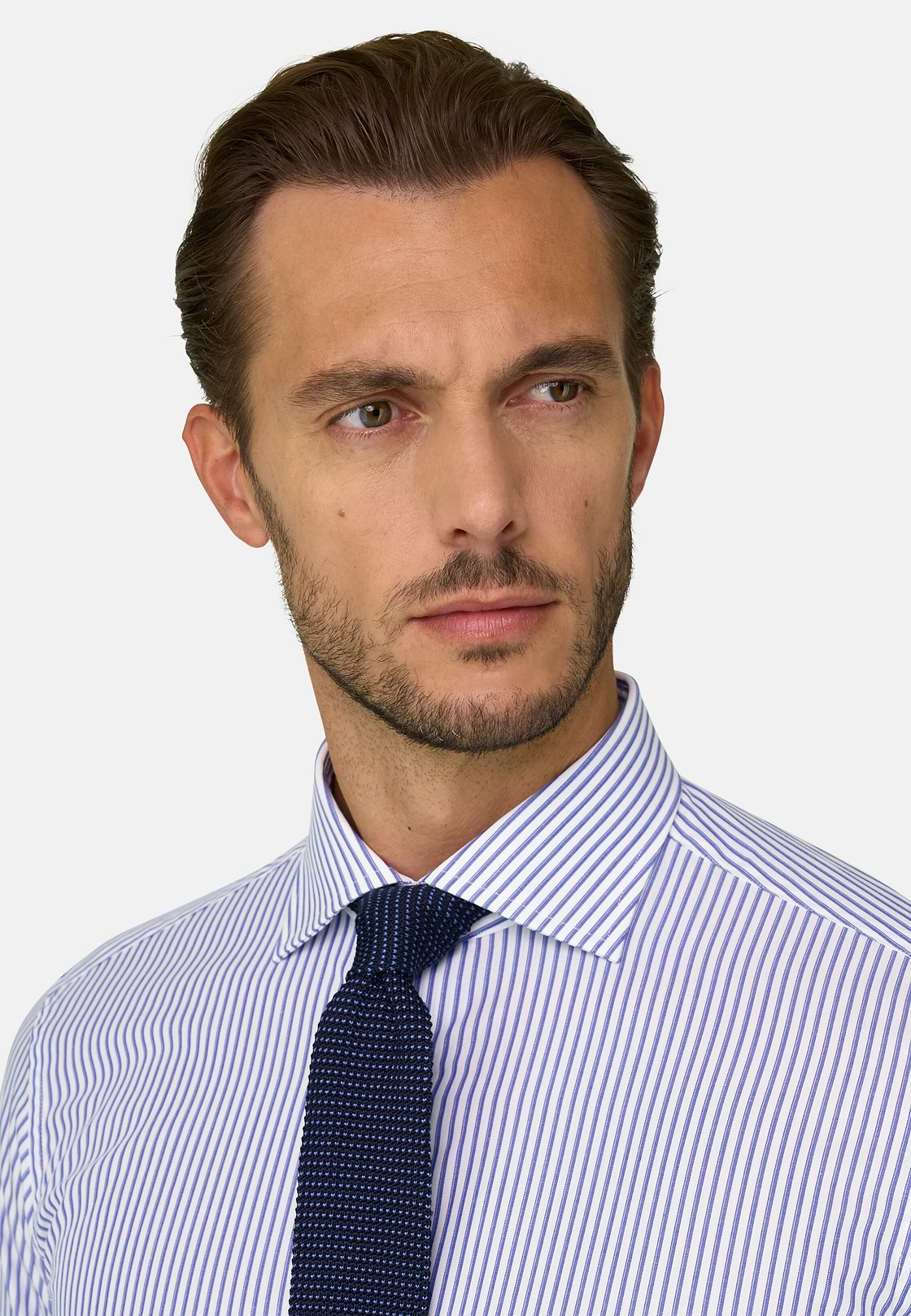 Shirt Striped Cotton Slim Fit, Light Blue, hi-res, 3
